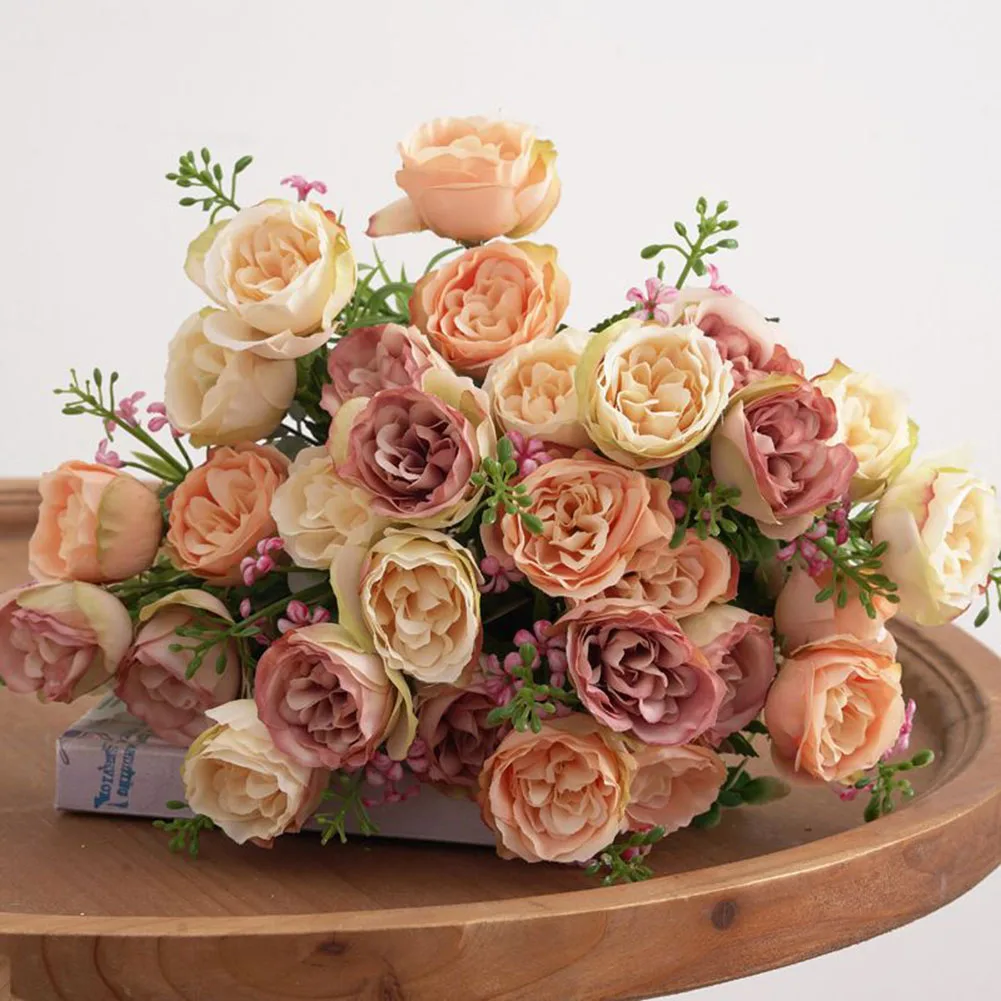 

10 Heads Vintage Artificial Flowers Silk Peony Bouquet Fake Rose Flowers Wedding Home Party Birthday Decor DIY Bouquet Decor