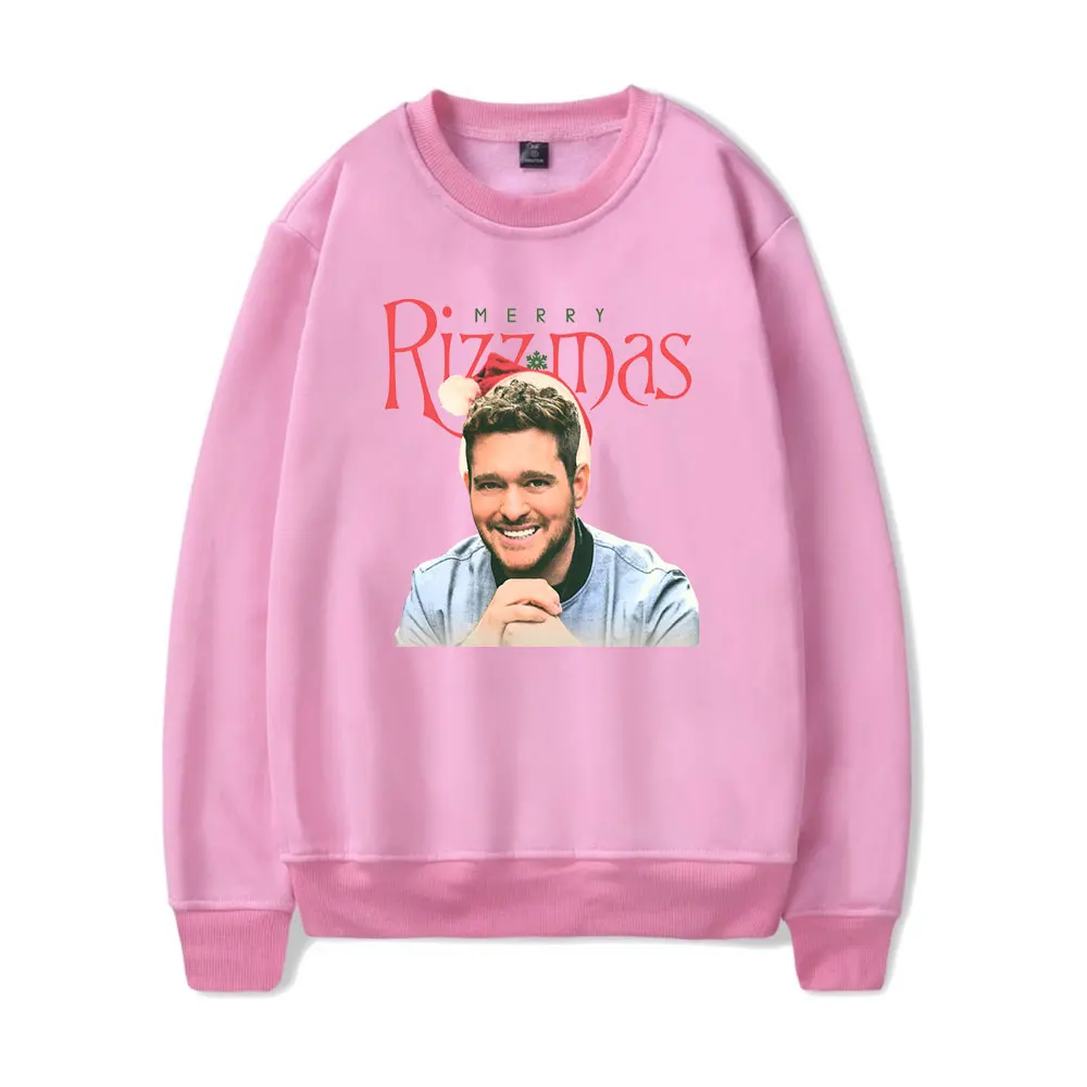 Майкл Бuble Merry Rizzmas с круглым вырезом унисекс уличная одежда длинными рукавами