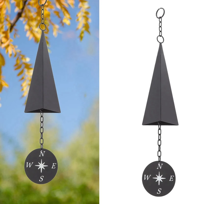 

1 Piece Retro Design Iron Triangle Wind Bell With Compass As Shown Wind Chimes Decor