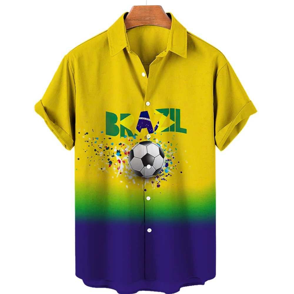 

2022 Мужская Ретро футболка Катар Гавайская пляжная рубашка бразильская Любительская культура футболка Униформа футбольной команды мира