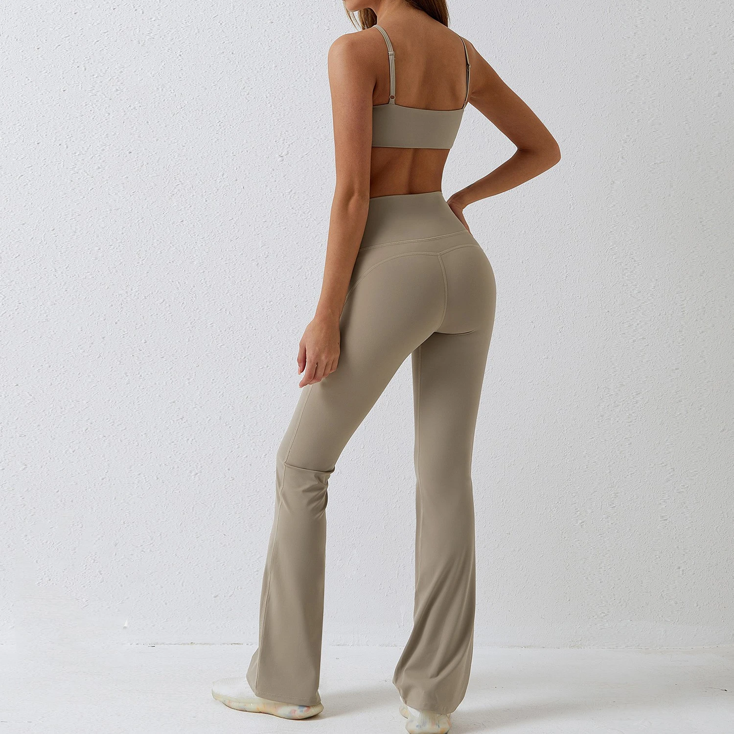 Gym Running Push-up Yoga Set Women's Wide-legged Leggings Quick-drying Breathable Sports Bra Backless Crop Top Sports Suit