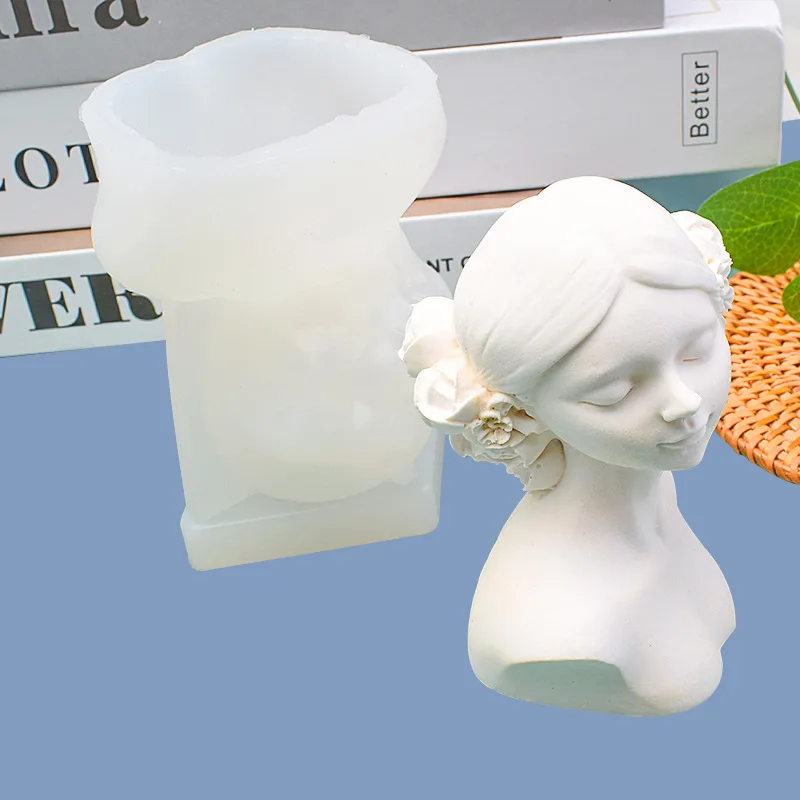 

Закрытый глаз девушка Ароматерапия Свеча гипс силиконовая форма скульптурные украшения