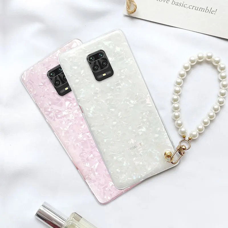 

Luxury Pearl Lanyard Phone Case For Redmi Note9S Case White pink Fashion Coque Fundas Xiaomi Redmi note 9S 10 11 8 9 pro Cover