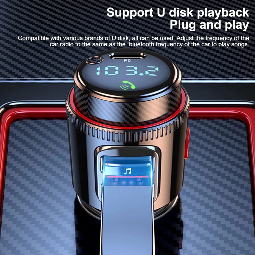 Автомобильный Bluetooth-адаптер двойная быстрая зарядка USB C & QC3.0 поддерживает Hands-Free