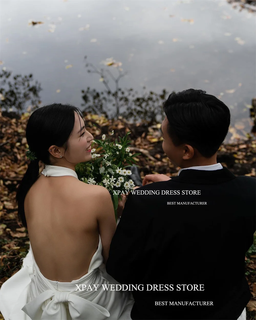 Платье Свадебное Плиссированное с лямкой на шее без рукавов