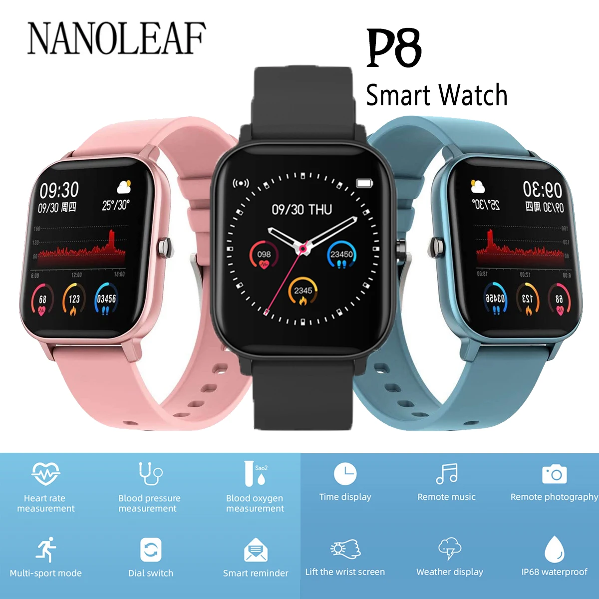 Смарт-часы H10 VS P8 для мужчин и женщин цифровые фитнес-часы с сенсорным экраном