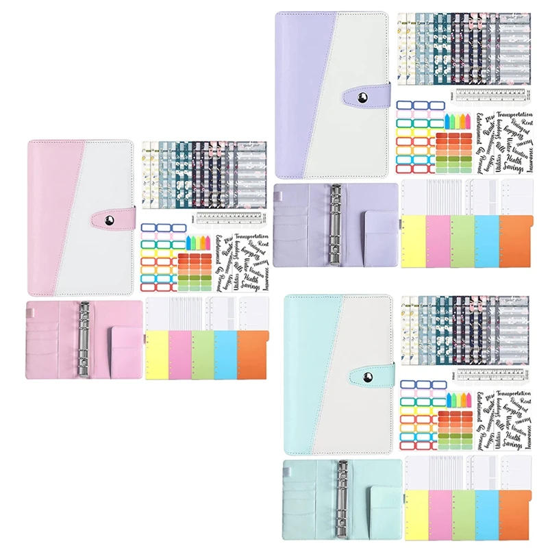 

A6 Binder Notebook,6Hole Loose Leaf Notebook Ring Binder Binder With 10 Binder Covers Budget Sheets For Travel Journal