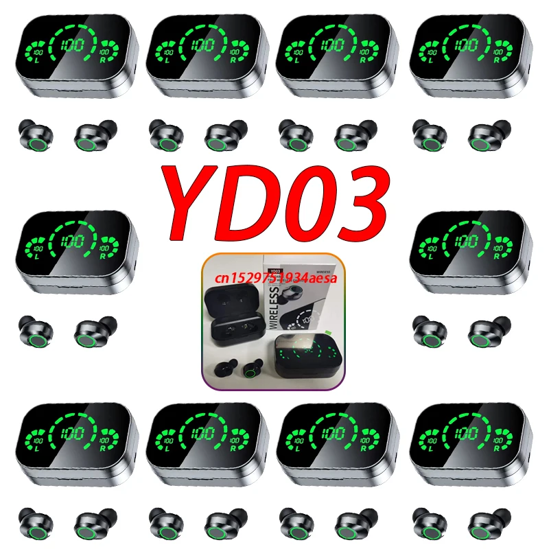 

5/10PCS YD03 Wireless Earphones Bluetooth Headset V5.3 Hifi LED Headphones Earbuds Noise Cancelling Smart Display PK F9-5C YD05