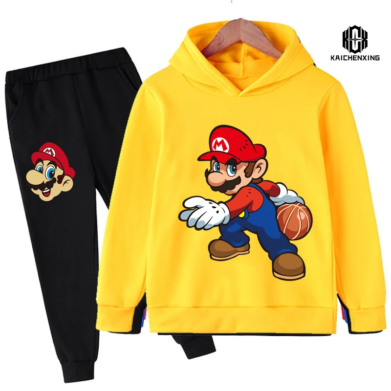 

2023 New 2-16T Anime Super Mario Clothes Kids Mario Bros. Printed Sweatshirt Pants Suit Boy's Tracksuit Baby Girl Tracksuit Teen