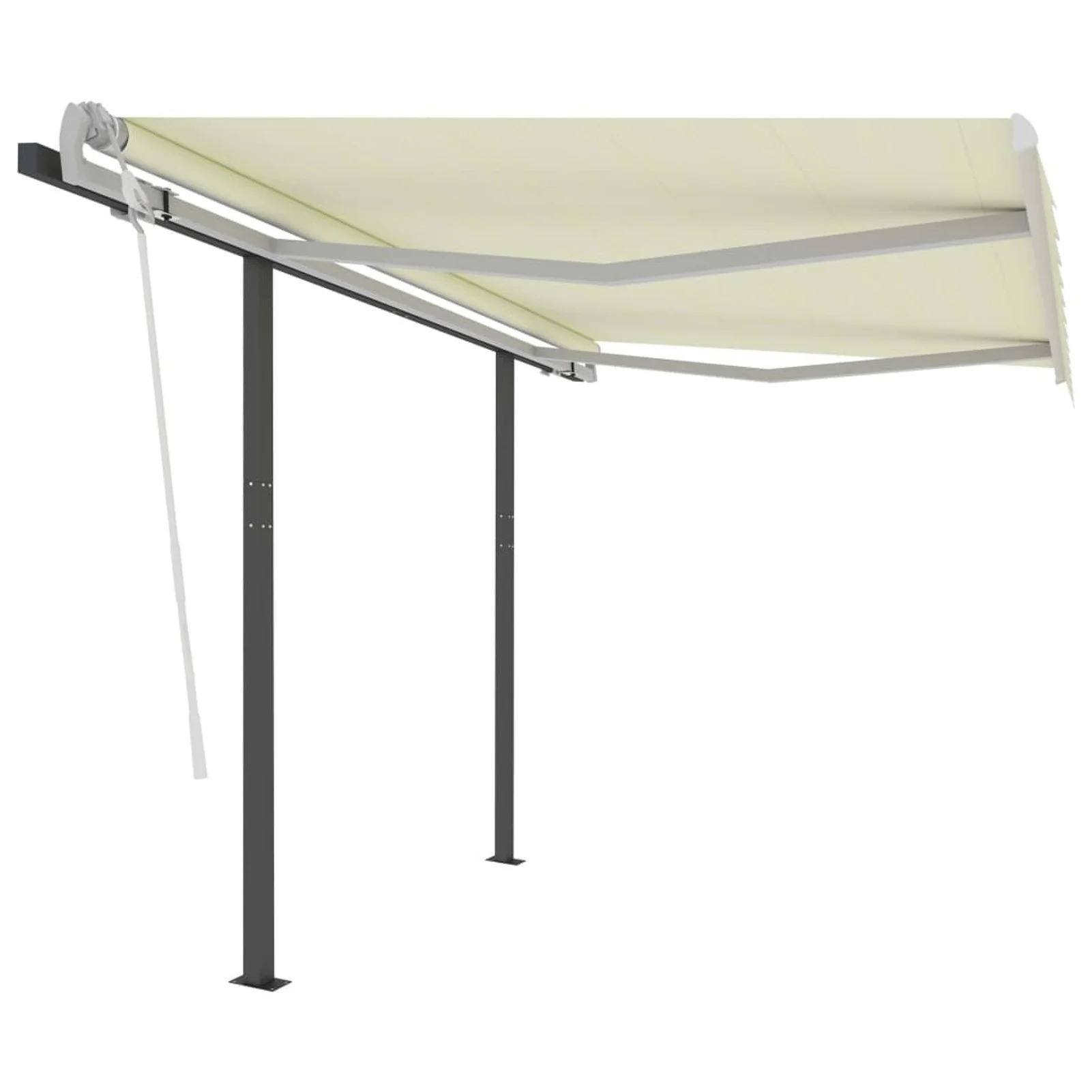 

Manual Retractable Awning with Posts 118.1"x98.4" Cream