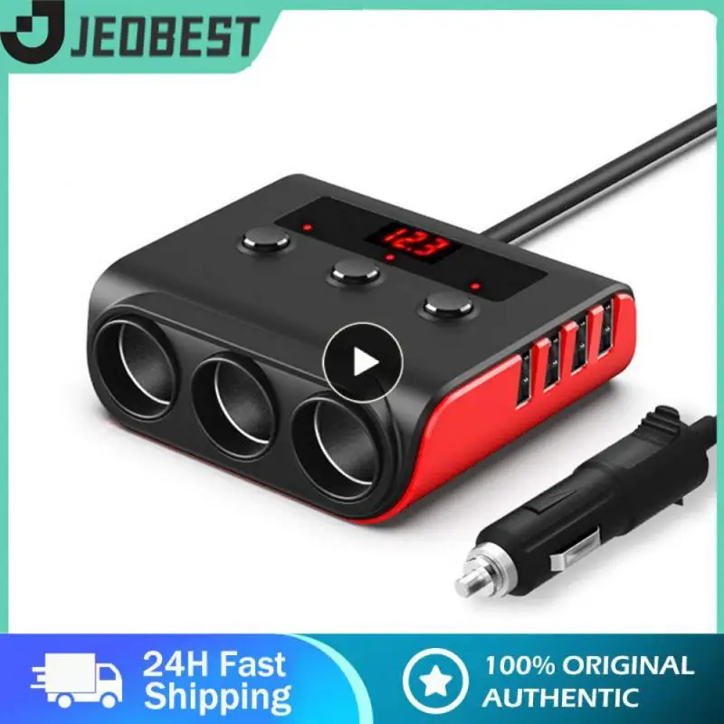

Digital Display Led Light Display Abs Vehicle Spring Storage Three Hole Independent Switch Design Usb Battery Charger 4usb Usb