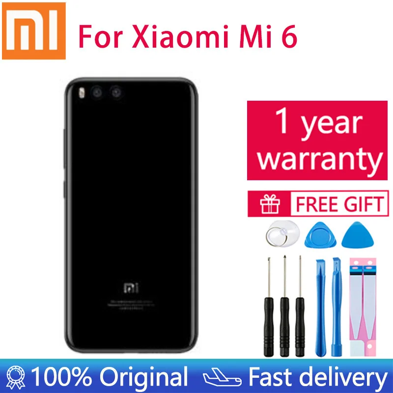 Оригинальный корпус Mi 6 XIAOMI Mi6 стеклянная задняя крышка батарейного отсека панель