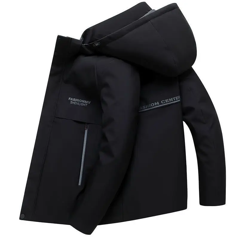 Hengxiqin Мужская черно-золотая куртка на флисовой подкладке зимняя морозостойкая