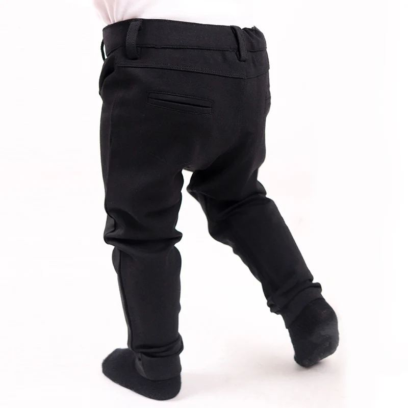Boys long pants black all seasons trouser high elasticity waistband fashion pants summer kid clothes pants front zipper opening