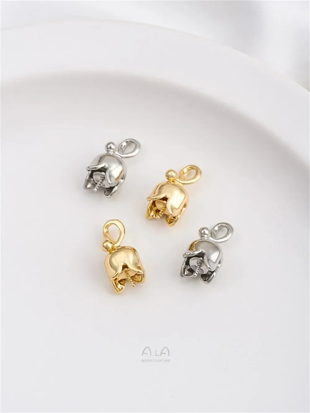 14 К Золотой колокольчик Орхидея Подвеска из бисера с полуотверстием в виде