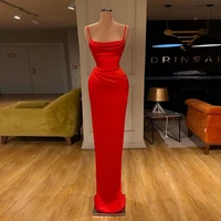 strapless spaghetti strap red pleat sheath evening dresses 2022 new floor length prom dress custom made robes de soir%c3%a9e spring