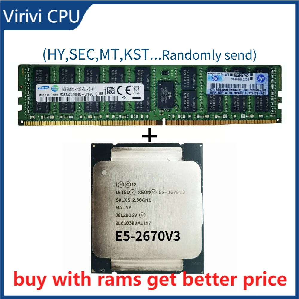 

DDR4 16G Server ram 2133Mhz with E5 2670 V3 CPU E5-2670V3 SR1XS 2.30GHZ 30M 12-CORES LGA 2011-3 processor