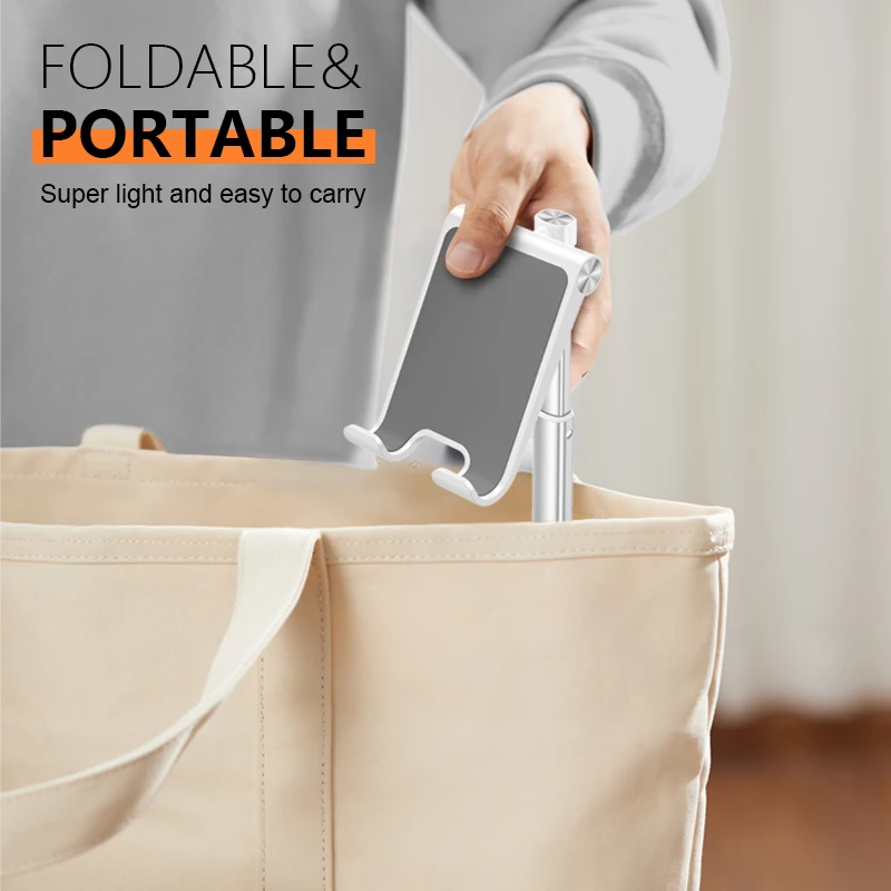 OMOTON Cell Phone Holder Desk Aluminum Stand For Phone Desktop Lazy Bedside Universal Support Stand Flexible Metal Support