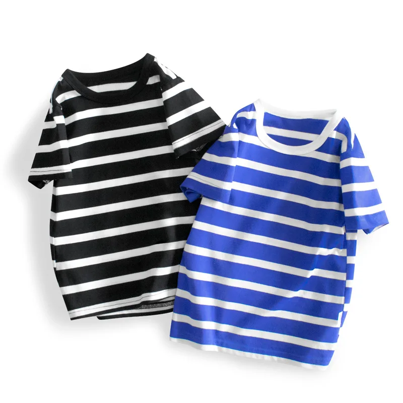 Boy Summer Short Sleeve T-Shirts Girl Casual Striped Tee Shirt Toddler CrewNeck Top Kids Wear Fashion Children Clothing