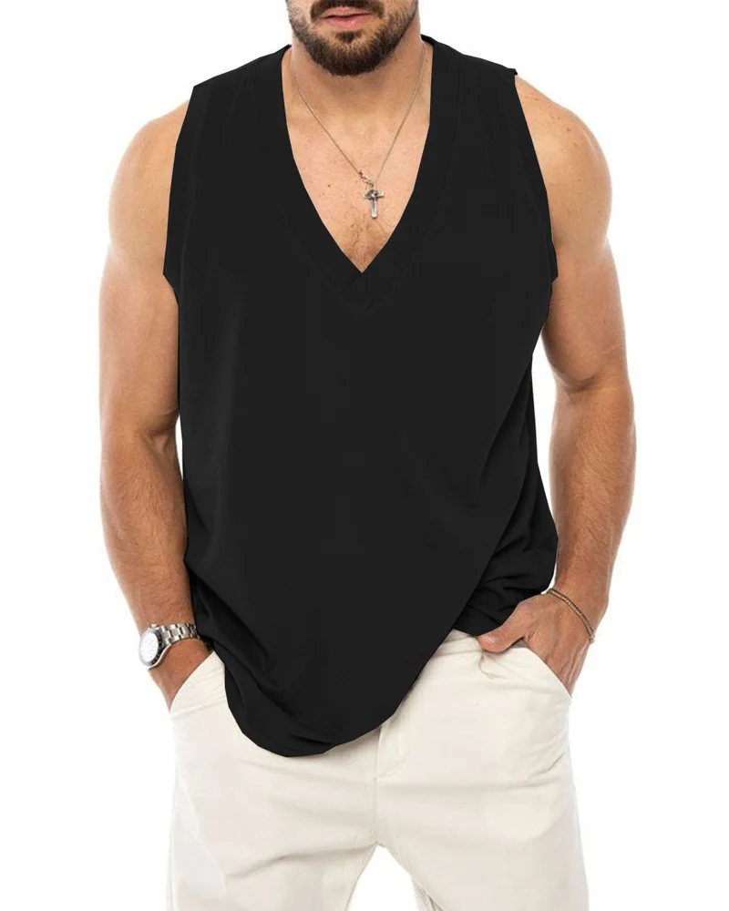 

Men Vests Summer Solid Colour Tank Top Gym Muscle Shirt Fashion Men Bodybuilding Tank Tops Casual Loose Mens Clothing Plus Size
