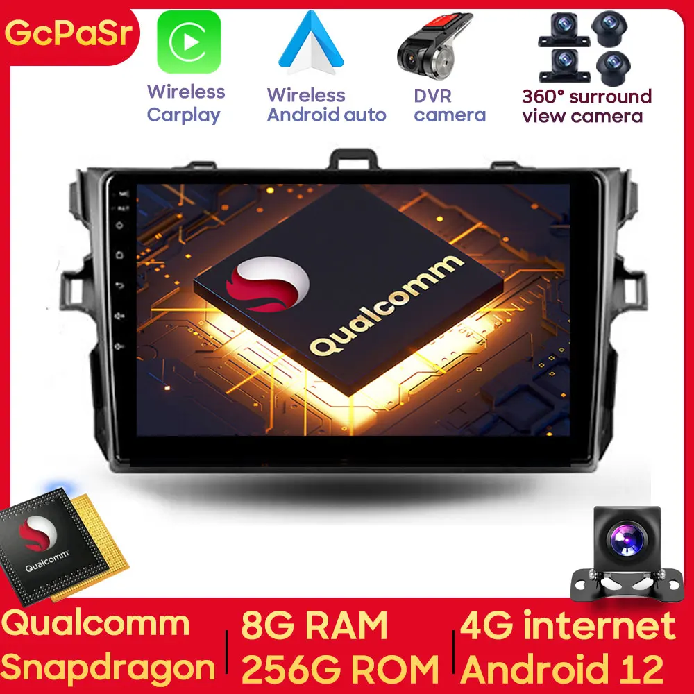 Qualcomm Snapdragon Android Auto For Toyota Corolla 10 E140 E150 2006 - 2013 Car Radio Video Stero Multimedia Player Monitor 4G