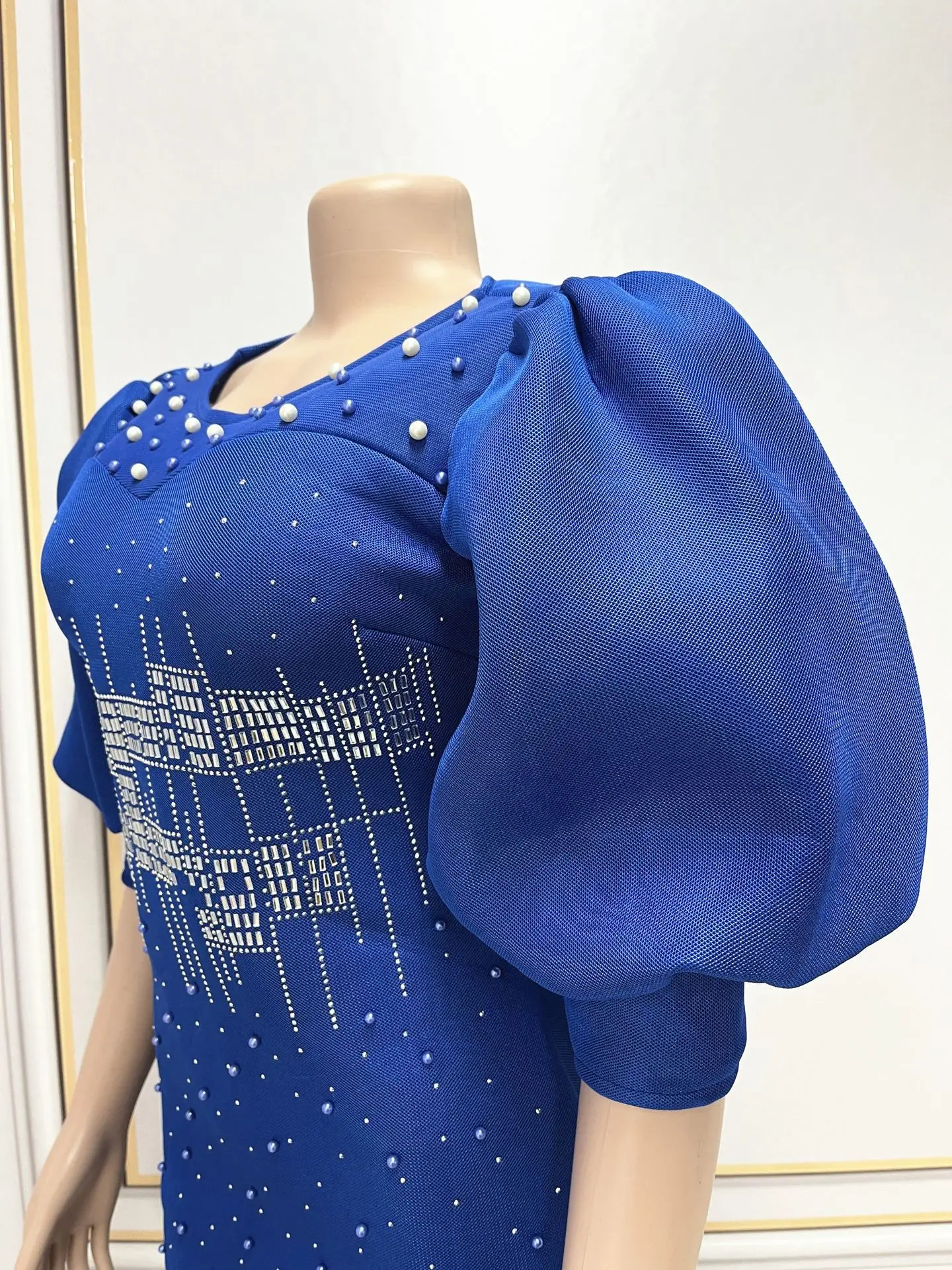 Plus Size Dresses Women's 2023 Round Neck Solid Color New Heavy Industry Hot Diamond Dress Women's Wear Evening Party Dresses