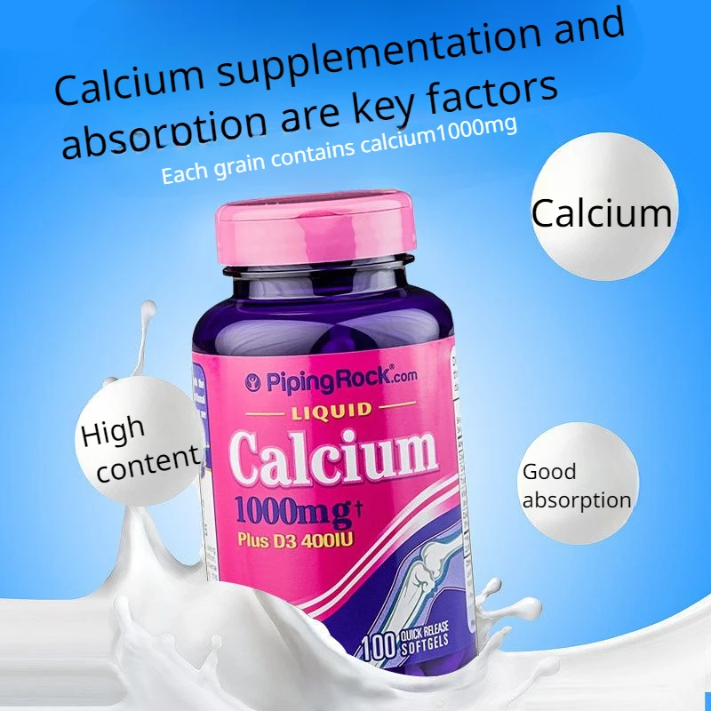 

1 Bottle Liquid Calcium+VD Vitamin D Soft Capsules for Calcium Supplement 100 Pills