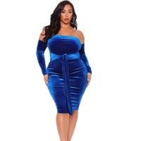 korean velvet sexy off the shoulder tight pencil dress womens solid soft stretch party dress fashion bandage nightclub summer