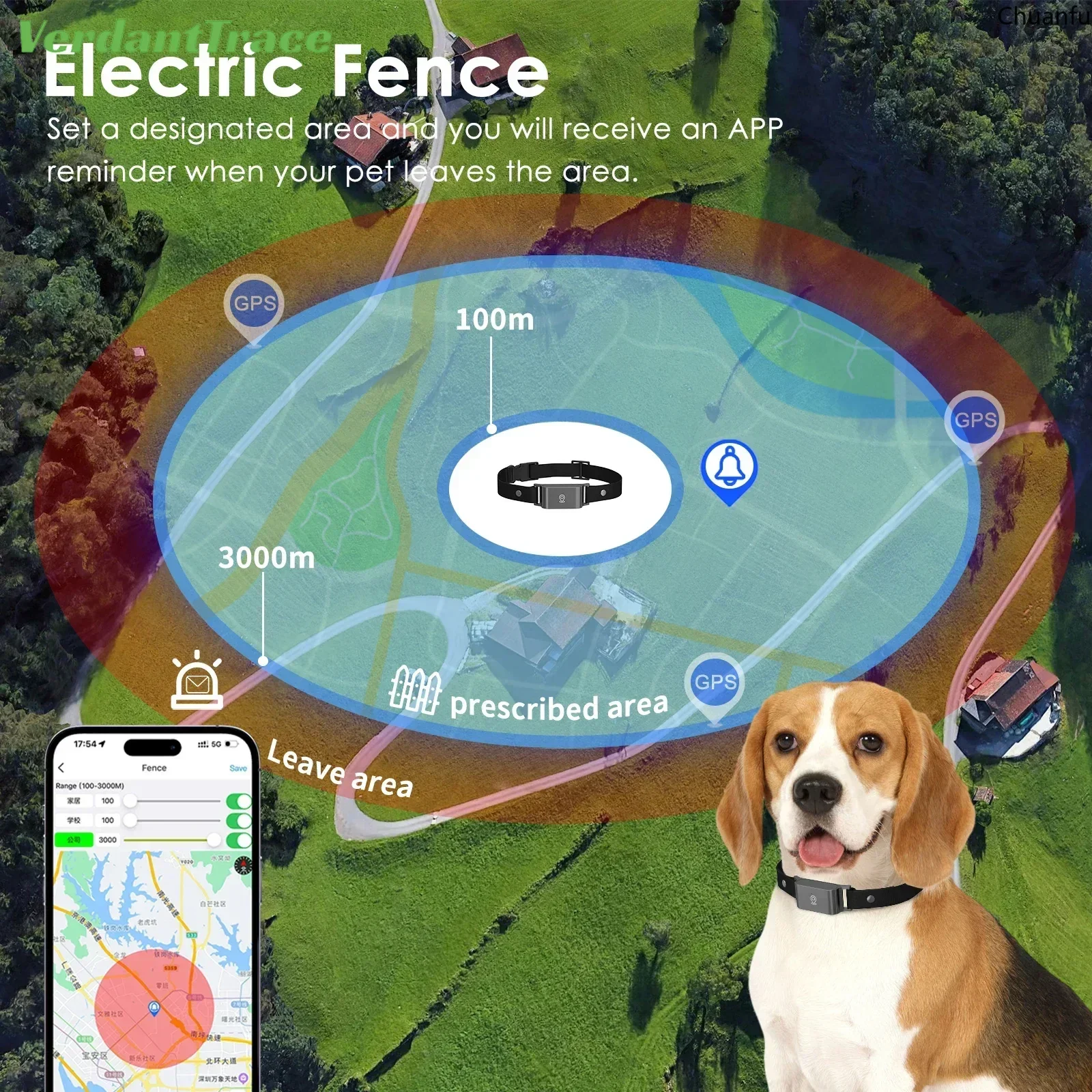Фото IP67 Водонепроницаемый 4G GPS-ошейник для отслеживания домашних животных с отслеживанием в реальном времени для собак, кошек, длительный режим ожидания, электрический забор, локатор BDS/WiFi - версия №4
