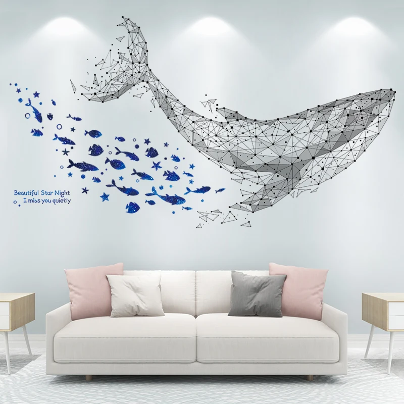

[shijuekongjian] Fish Wall Stickers DIY Whale Animal Mural Decals for Kids Rooms Baby Bedroom Nursery Bathroom Home Decoration