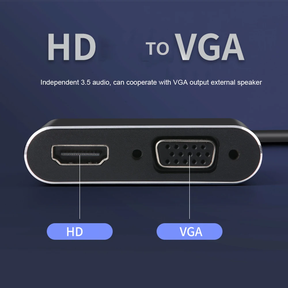 

1080P HDMI-compatible to VGA Adapter Converter Dual Display with 3.5mm Audio for Laptop PC Monitor Projector HDTV Display