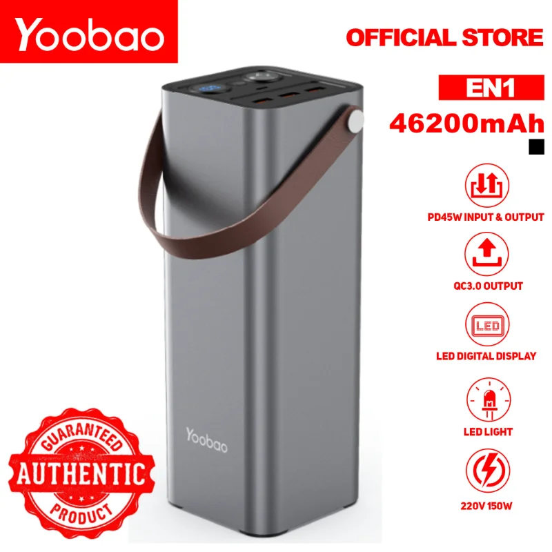 

Пауэрбанк Yoobao EN1, 170 Вт, 46200 мАч, быстрая зарядка