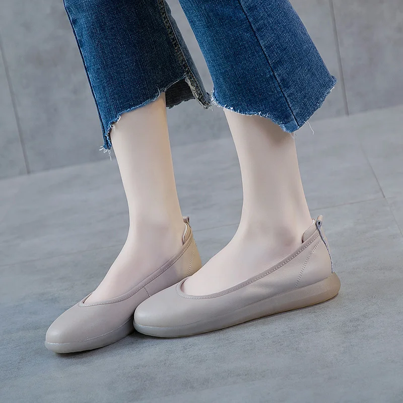 

Flat Bottom Women's Shoes Spring 2022 All-Match Soft Bottom Beef Tendon Bottom Mother Shoes Leather Pregnant Women's Shoes