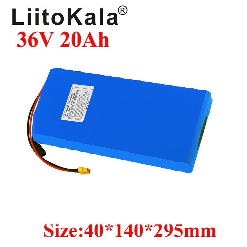 Литиум-ионный аккумулятор LiitoKala 36V Battery 20ah для электровелосипеда с 20A BMS 18650 10S6P Lithium Pack с 42V 2A зарядным устройством.