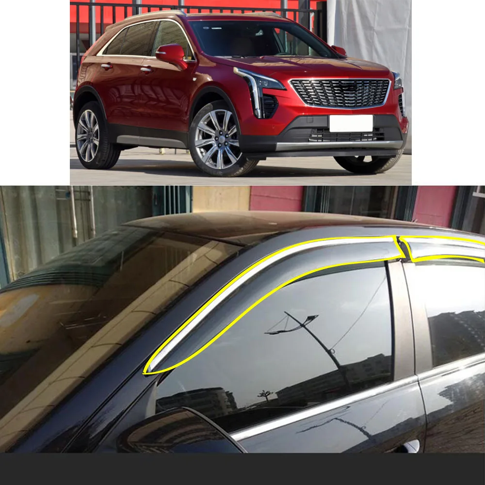 Car Body Styling Sticker Plastic Window Glass Wind Visor Rain/Sun Guard Vent Parts For Cadillac XT4 2018 2019 2020 2021 2022