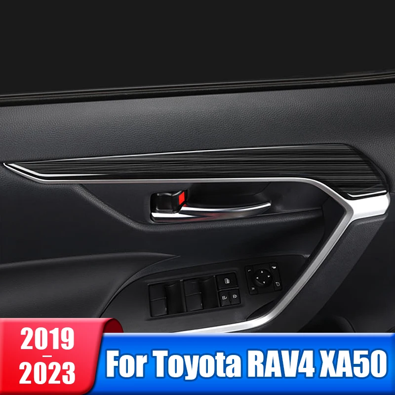 

Внутренняя крышка для автомобильной двери, дневные ленты для Toyota RAV4 2019 2020 2021 2022 RAV 4 XA50, гибридные аксессуары из нержавеющей стали