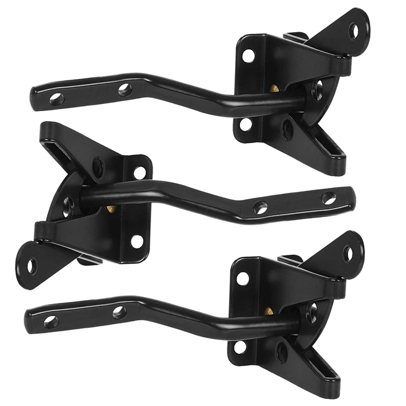 

3 Pcs Self Locking Gate Latch Automatic Gravity Lever For Wood Fence Gate,Door Latches,Steel,Black