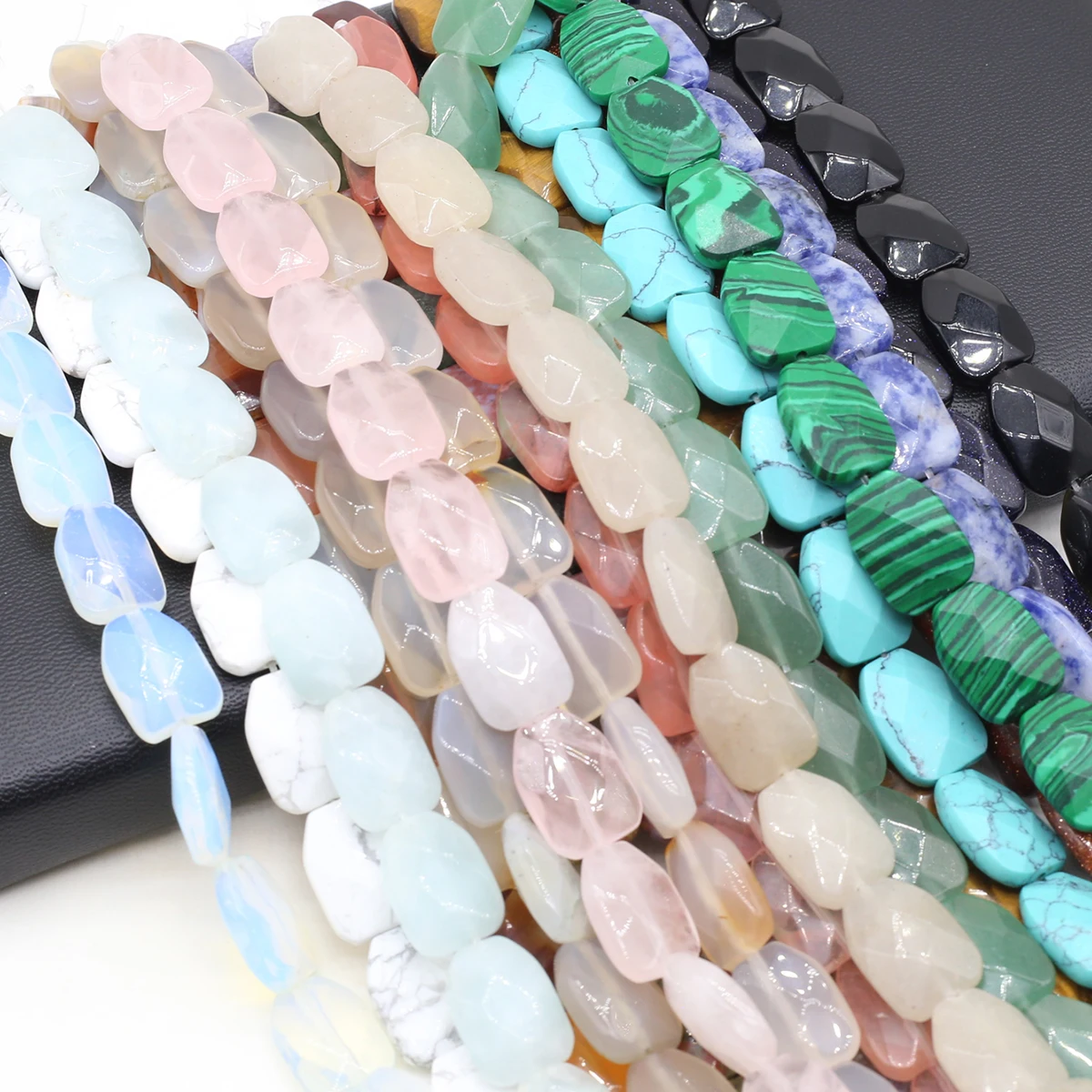 

16x11mm Natural Stone Beads Quartz Agate Turquoise Polygonal Spacer Beads For Jewelry Making DIY Bracelet Necklace Accessories