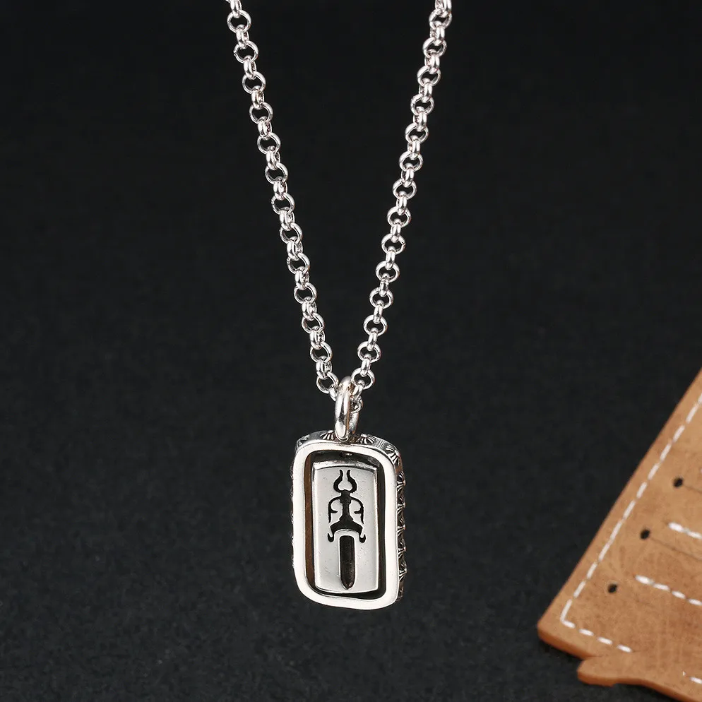 

European and American Street Hip-Hop Sword Square Clavicle Chain Necklace