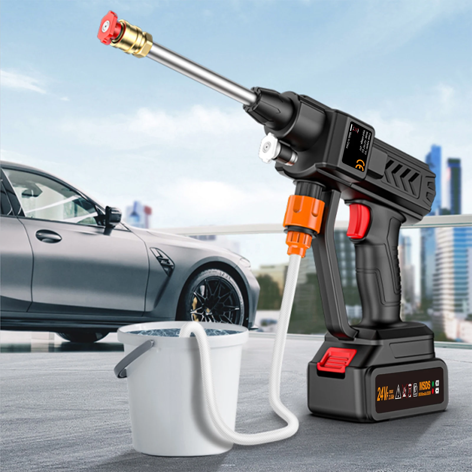 

Washer Cordless Power 60Bar 300W High Power Washer Machine with Rechargeable Battery 5in1 Nozzles for Car Fence Floor Cleaning