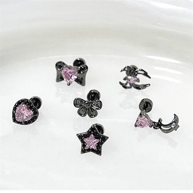 Женские серьги-гвоздики с черным цирконом