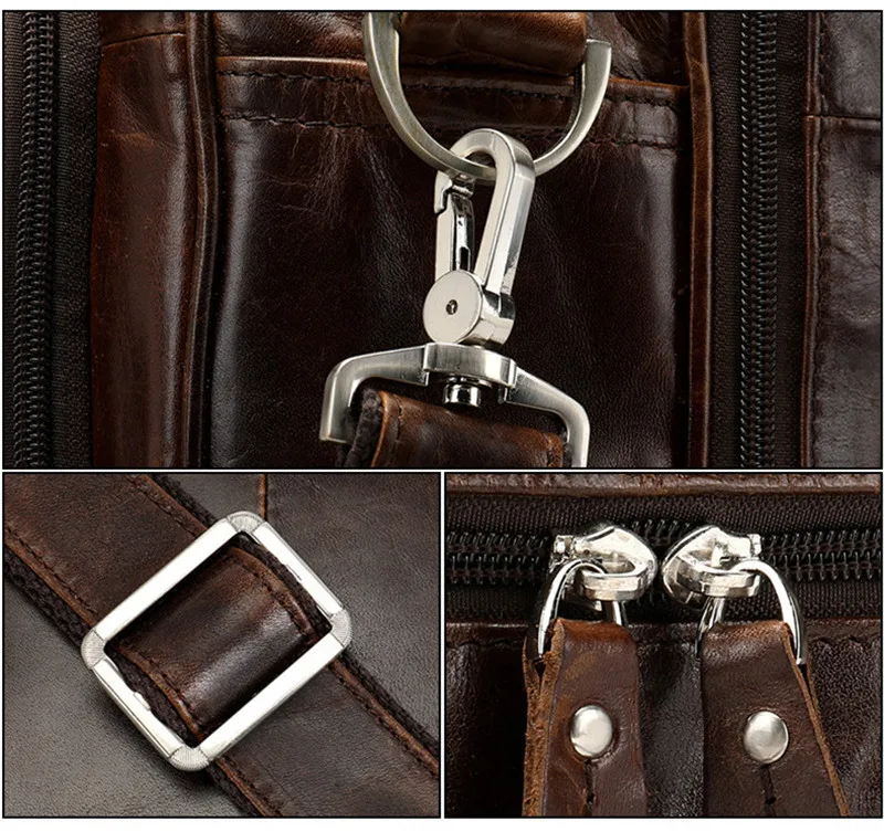 Business casual genuine leather large capacity men's briefcases leisure luxury real cowhide laptop handbag travel messenger bag