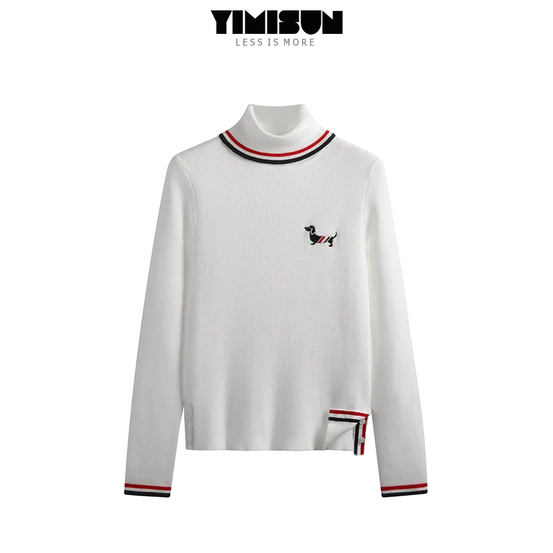 

High Quality Korean Fashion TB Autumn New High Neck Knit Pullover Bottom Shirt Slim Fit and Slim Top