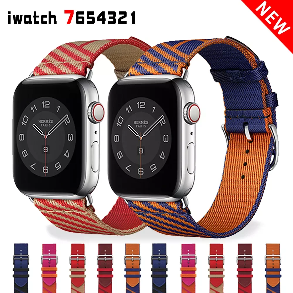 

For Apple watch Nylon band for 41mm 45mm Jumping Single Tour strap 40mm 44mm 38mm 42mm series 7 6 54321 SE smart watch Bracelet