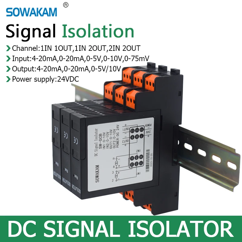 

DC Signal Isolator 4-20mA 0-20mA 0-5V 0-10V 0-75mV Current Conversion Module Voltage Transmitter Signal Isolation Distributor