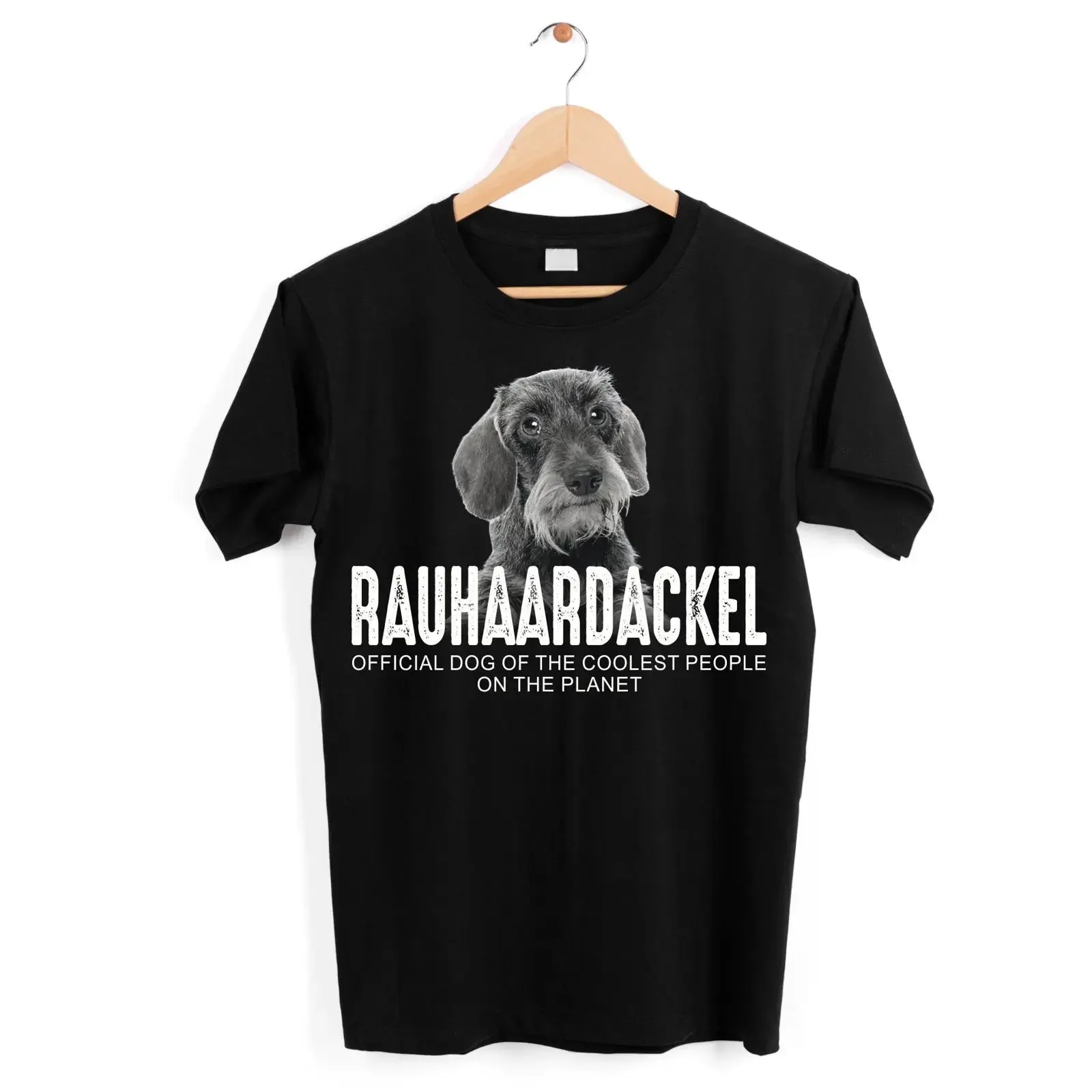 Фото Футболка Rauhaardackel Dackel Teckel с официальным принтом собаки, винтажная, с эффектом потертости, эластичная, унисекс, стильная №1