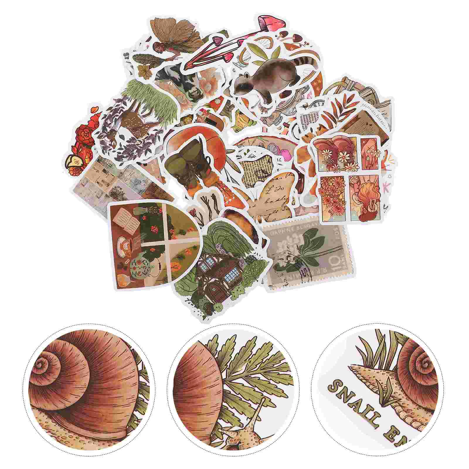 

50pcs Scrapbook Stickers Retro Journal Stickers Waterproof DIY Graffiti Decals