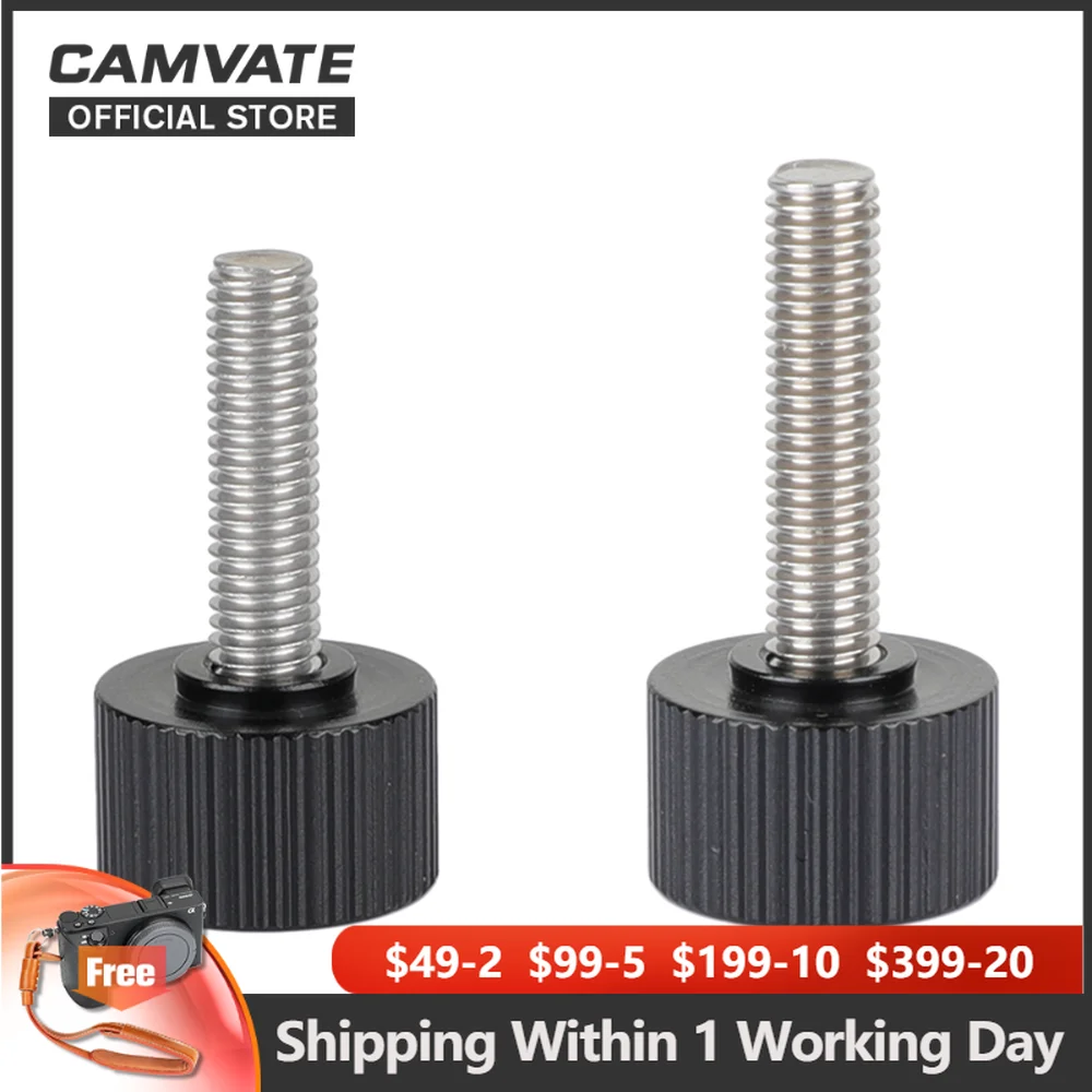 

CAMVATE Standard M5*18 + M5*21mm Hexagon Cup Head Thumb Screws For DSLR Camera Manfrotto Quick Release Plate Replacement Screw