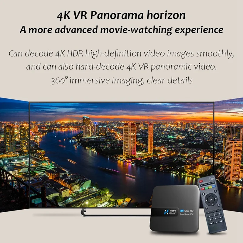 Приставка Смарт-ТВ H20 на Android 1080 1 + 8 ГБ 4K HD H.265