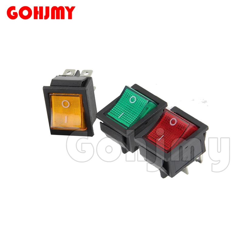 5 шт., клавишный выключатель питания KCD4-202, 4 контакта, диаметром 25x31 мм, 20 А, 125 В переменного тока, 16 А, В переменного тока